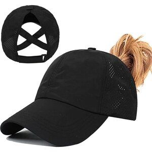 Women's Ponytail Hat Baseball Cap Quick Dry Adjustable Unisex Outdoor